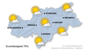 Aktuelle Wetterkarte von Südtirol